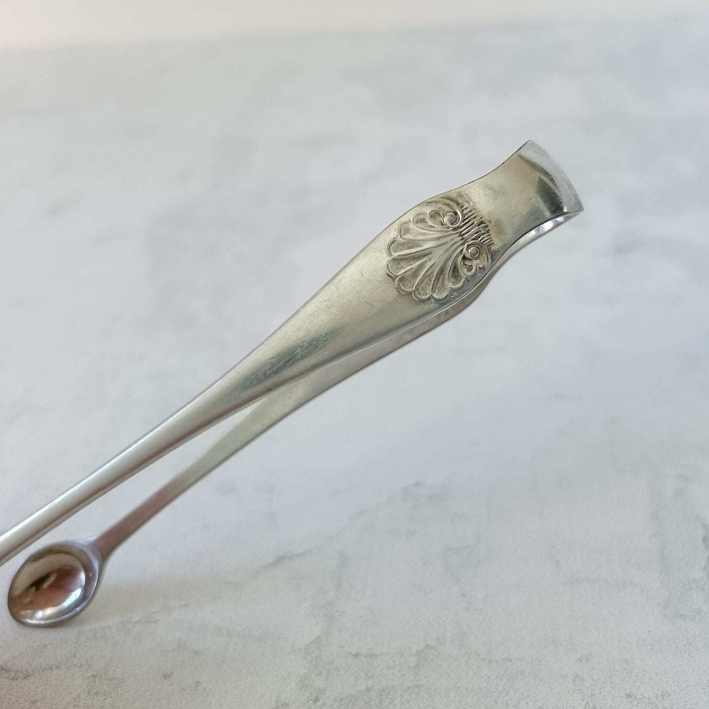 Shell-Handle Vintage English Silver-Plated Sugar Tongs