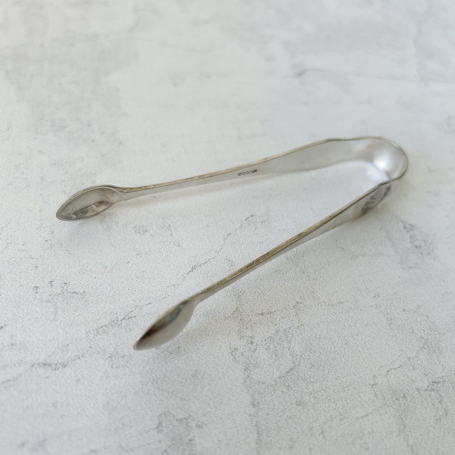 Shell-Handle Vintage English Silver-Plated Sugar Tongs