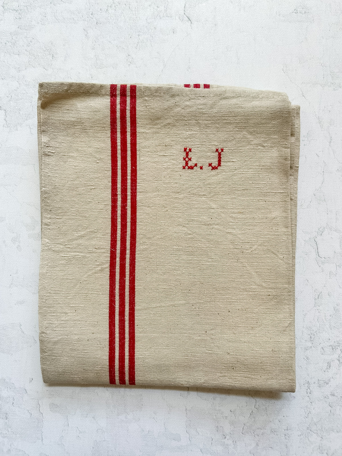Vintage French Monogrammed Linen Torchon