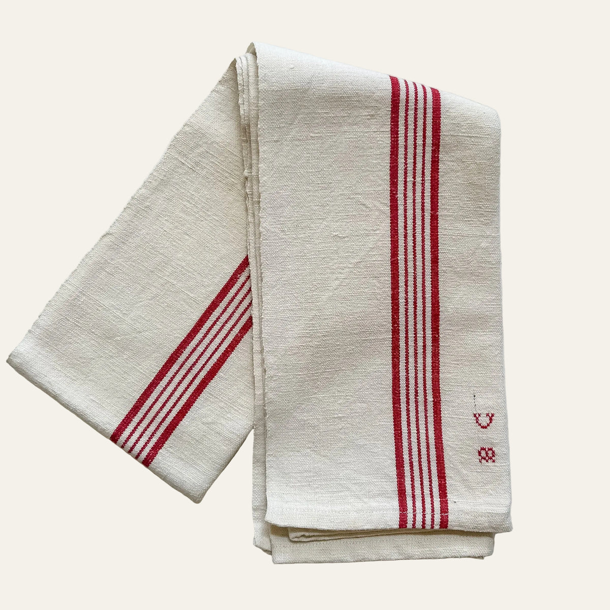 Vintage French Monogrammed Linen Torchon