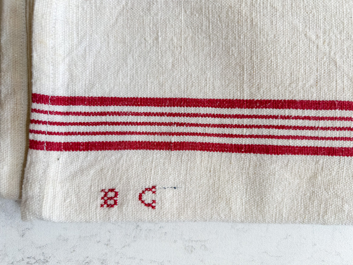 Vintage French Monogrammed Linen Torchon