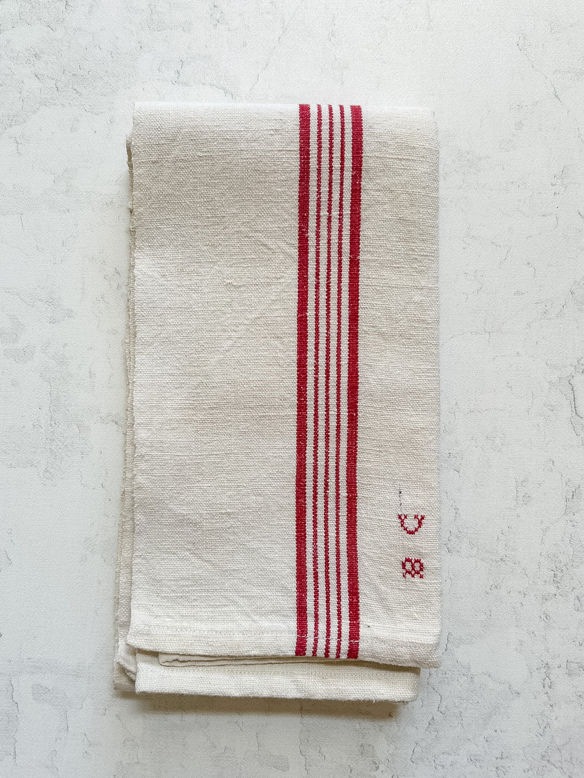 Vintage French Monogrammed Linen Torchon