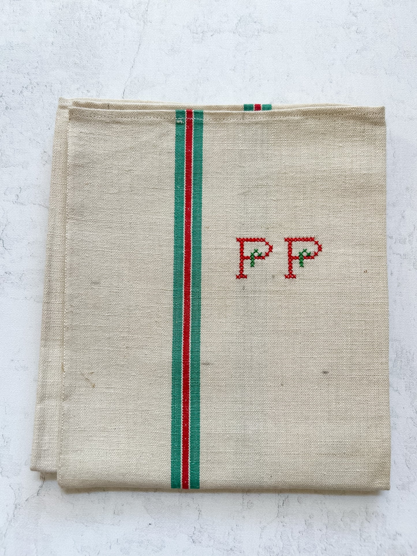 Pair of Vintage French Monogrammed Torchons