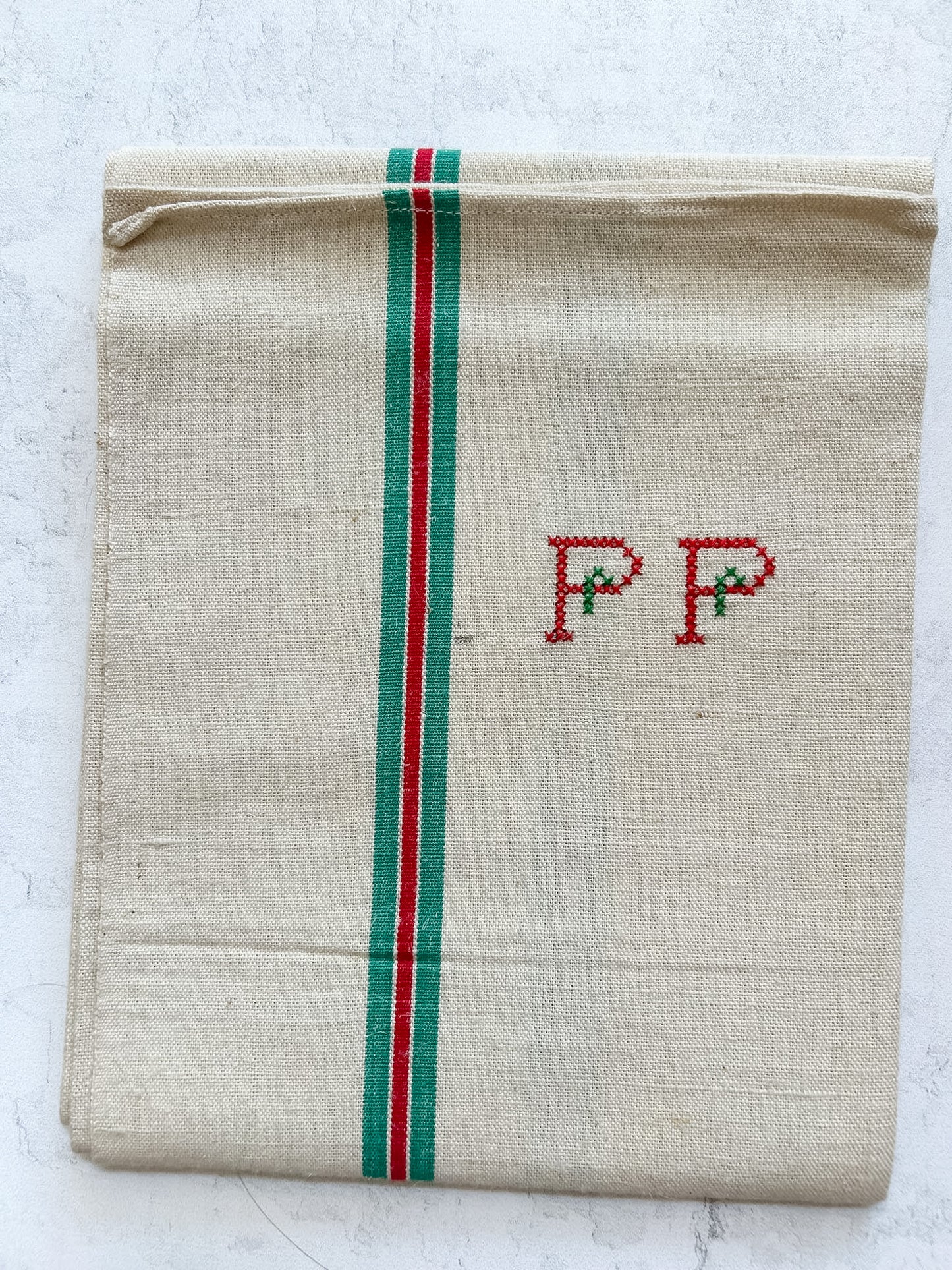 Pair of Vintage French Monogrammed Torchons