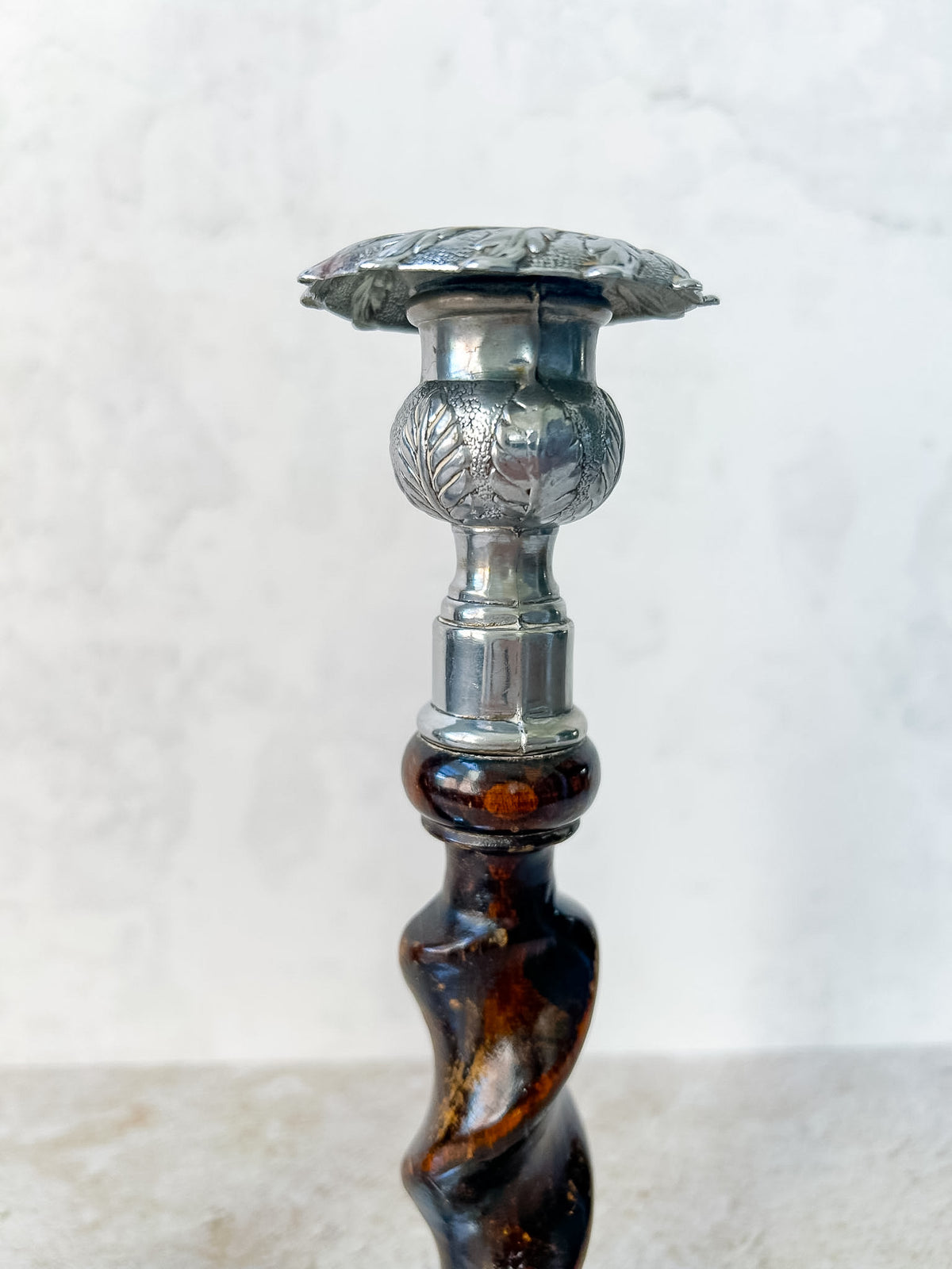 Pair of Vintage English Barley Twist Candlesticks