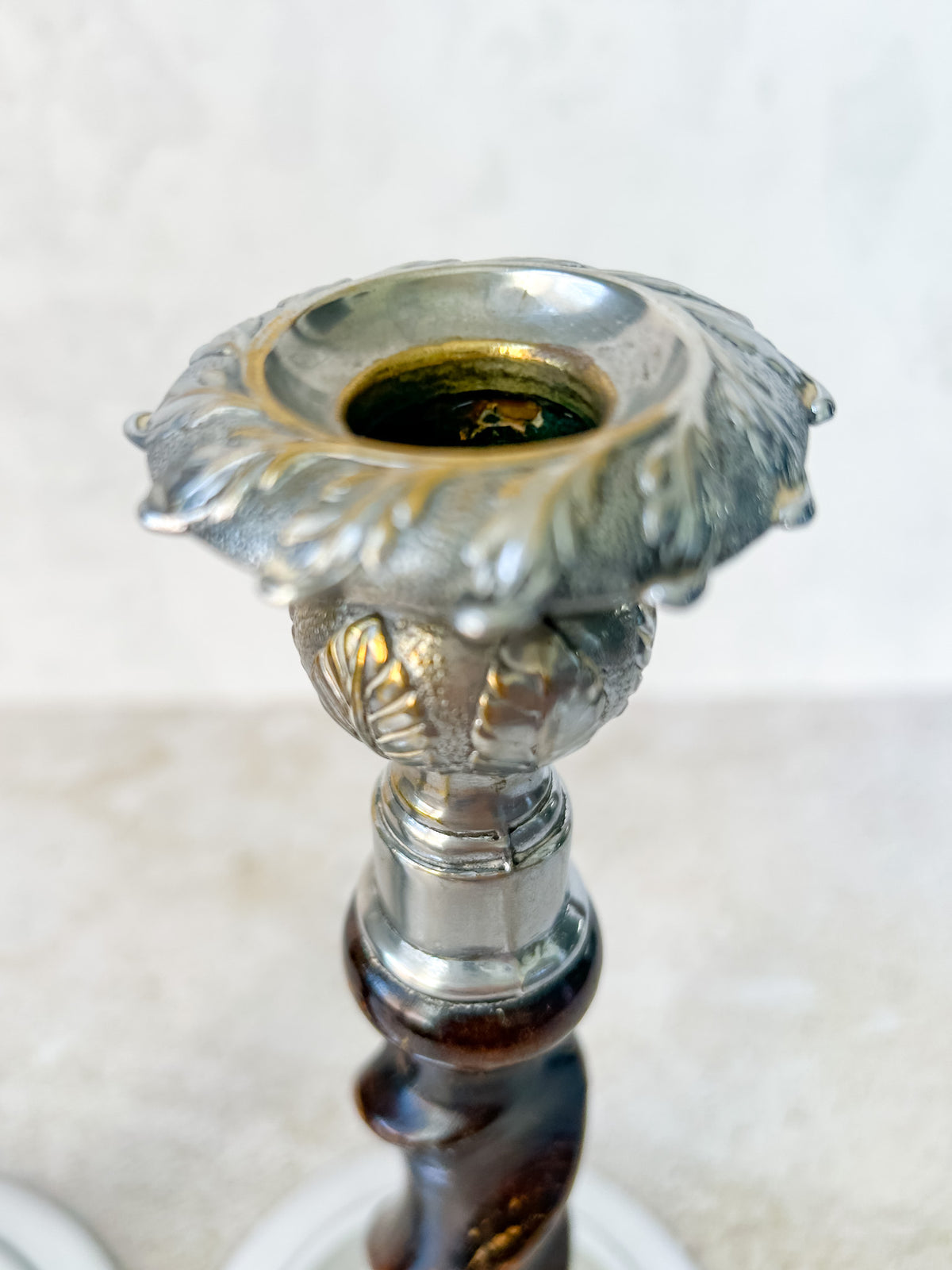 Pair of Vintage English Barley Twist Candlesticks