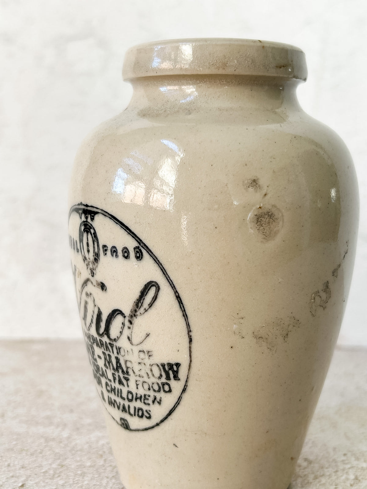 Antique English Virol Bone Marrow Stoneware Advertising Jar, c.1900