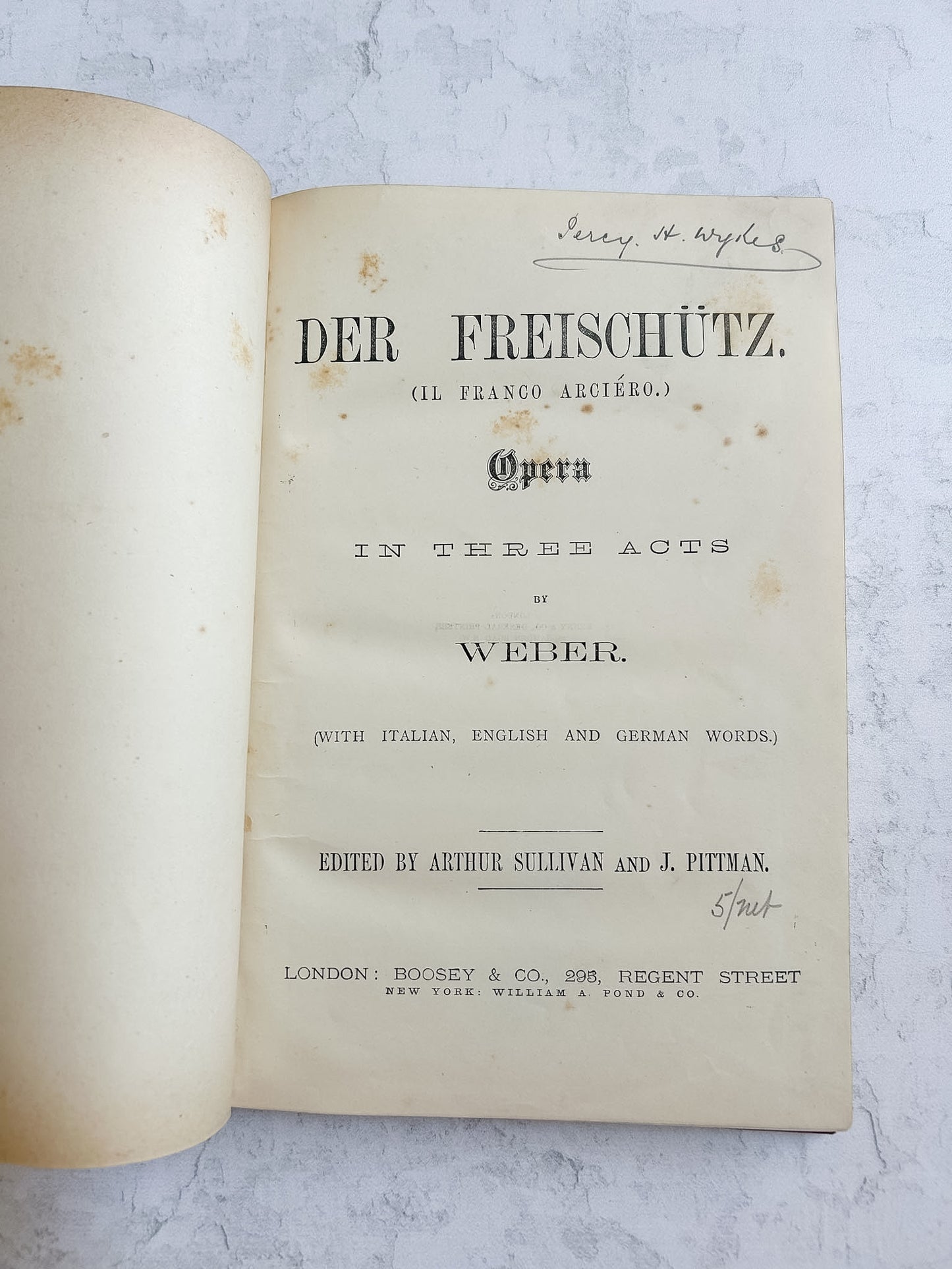 Antique Weber's Der Freischütz Music Folio, Royal Edition c.1890