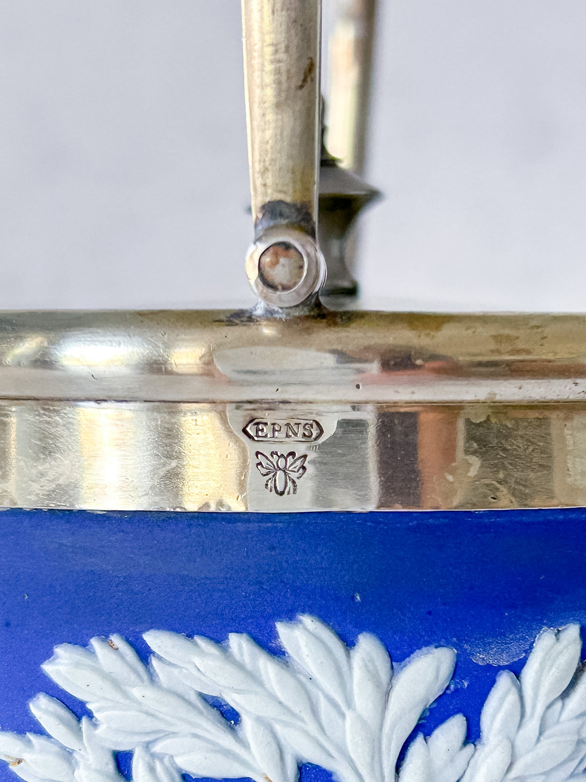 Antique Wedgwood Cobalt Jasperware Biscuit Barrel