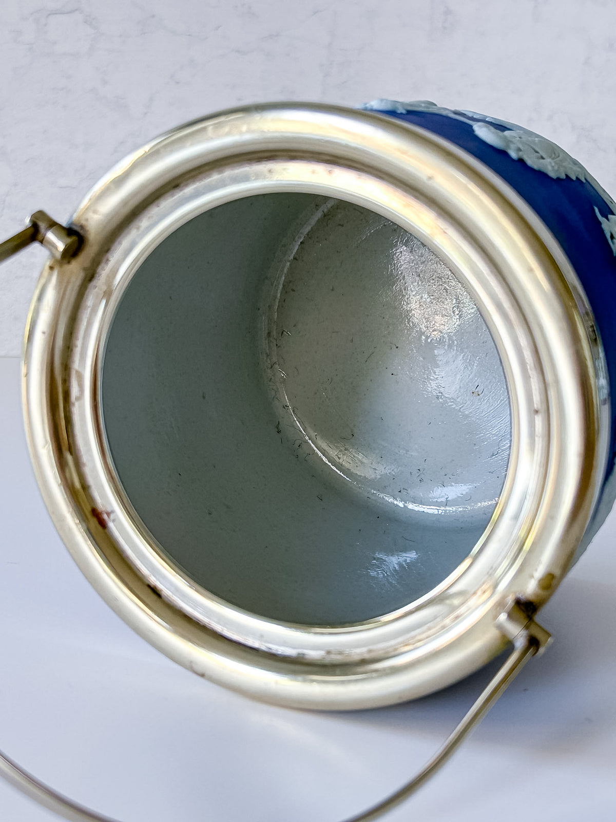 Antique Wedgwood Cobalt Jasperware Biscuit Barrel