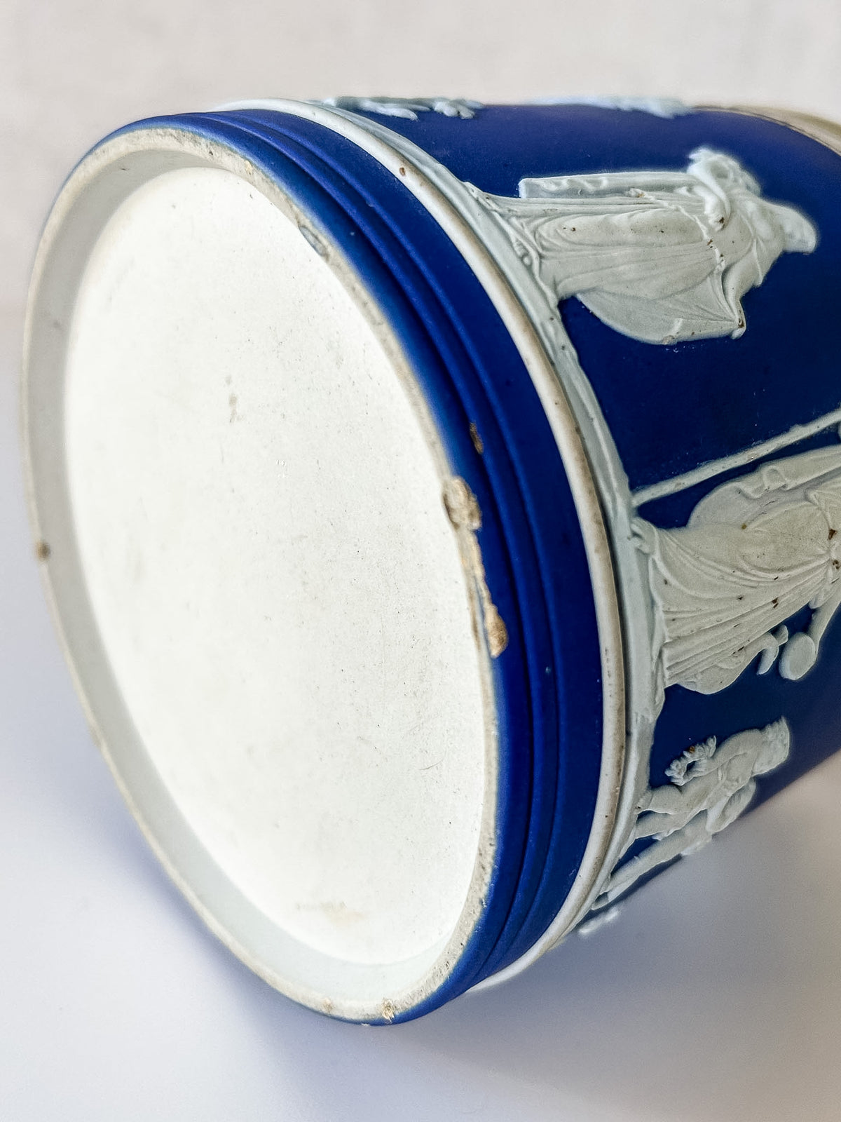Antique Wedgwood Cobalt Jasperware Biscuit Barrel