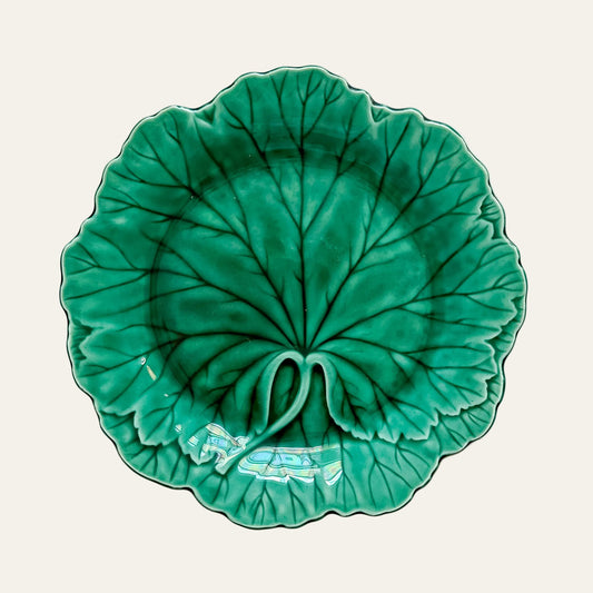 Vintage Wedgwood Green Majolica Cabbage Leaf Plate