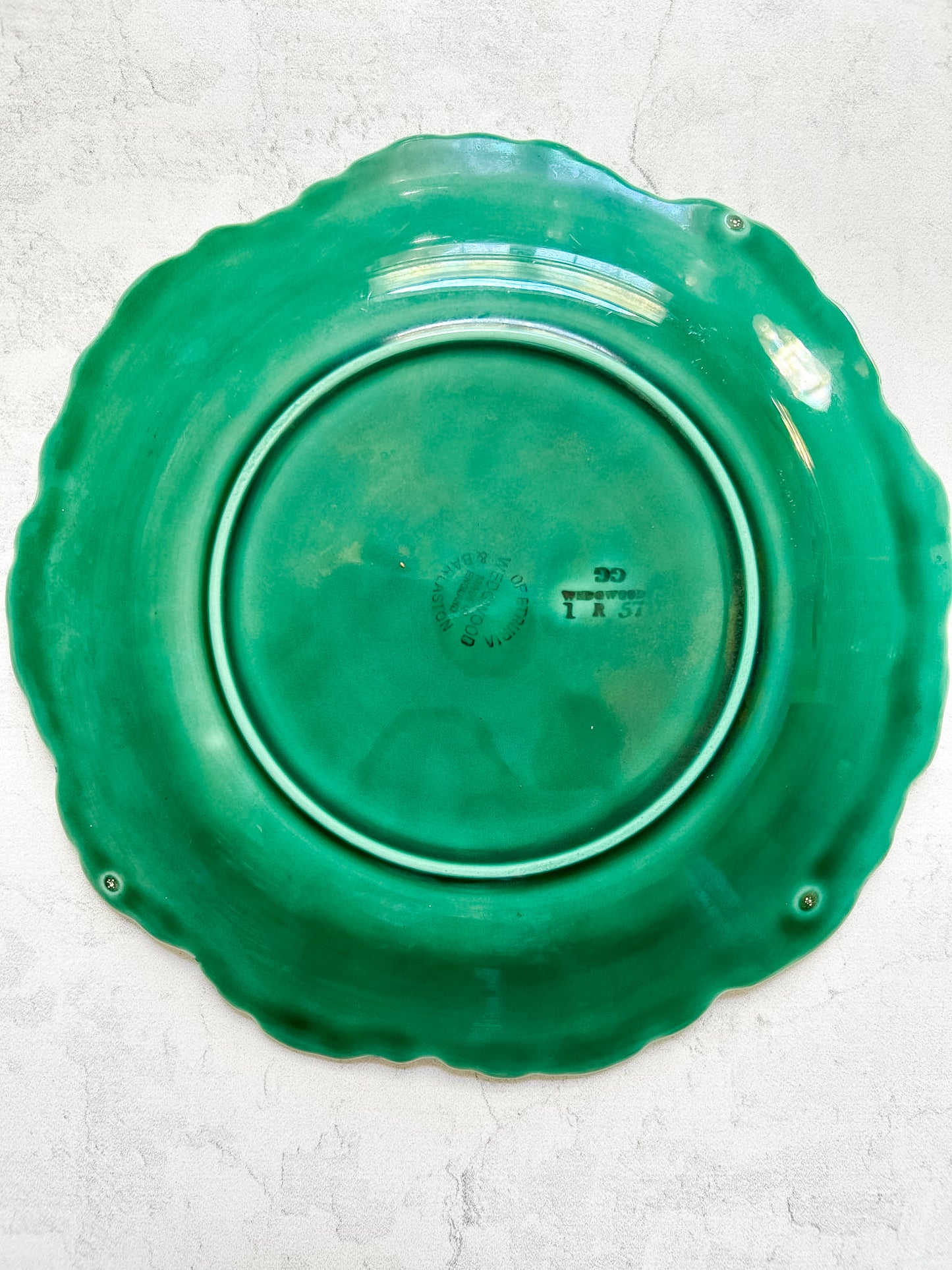 Vintage Wedgwood Green Majolica Cabbage Leaf Plate