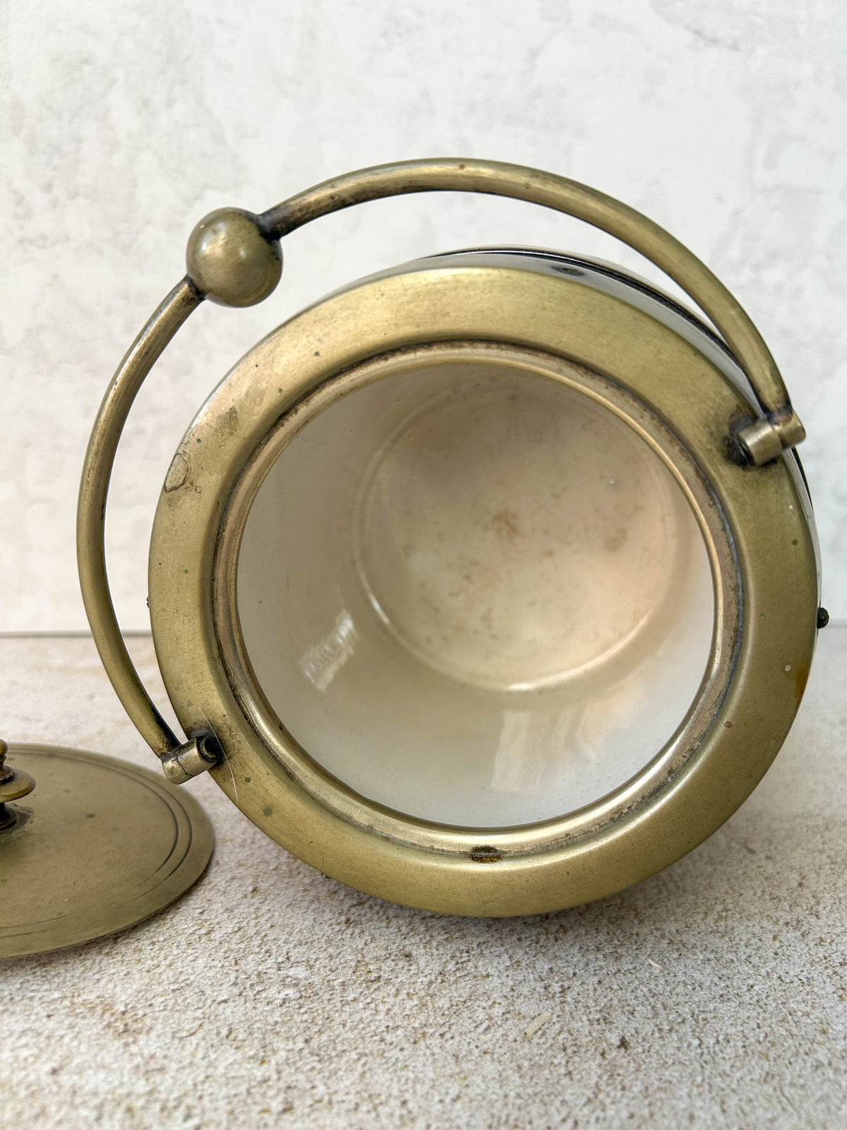 Antique English Oak & Brass Biscuit Barrel, c. 1900
